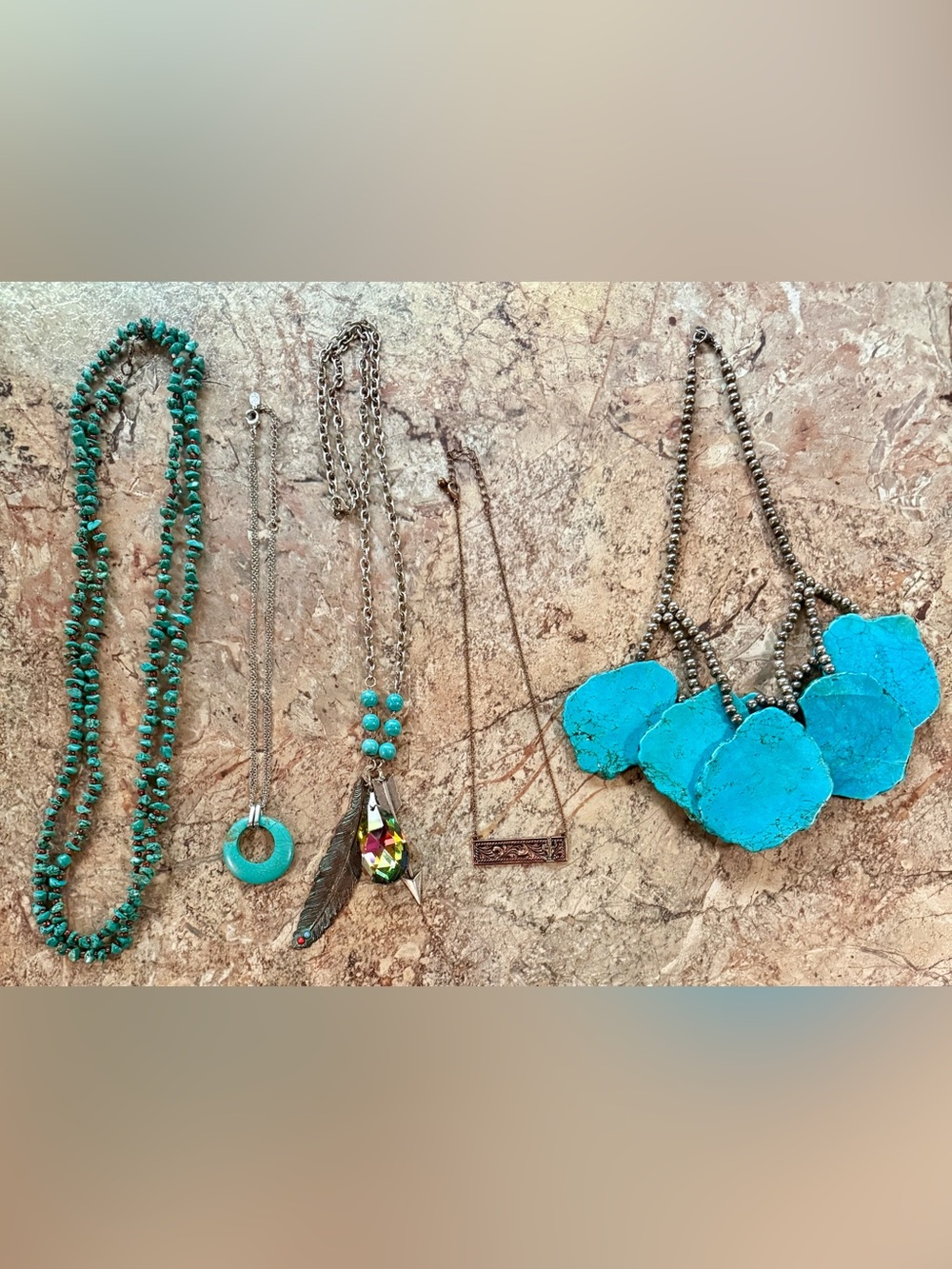 Western trend Turquoise and Silver Boho Pendant Necklaces